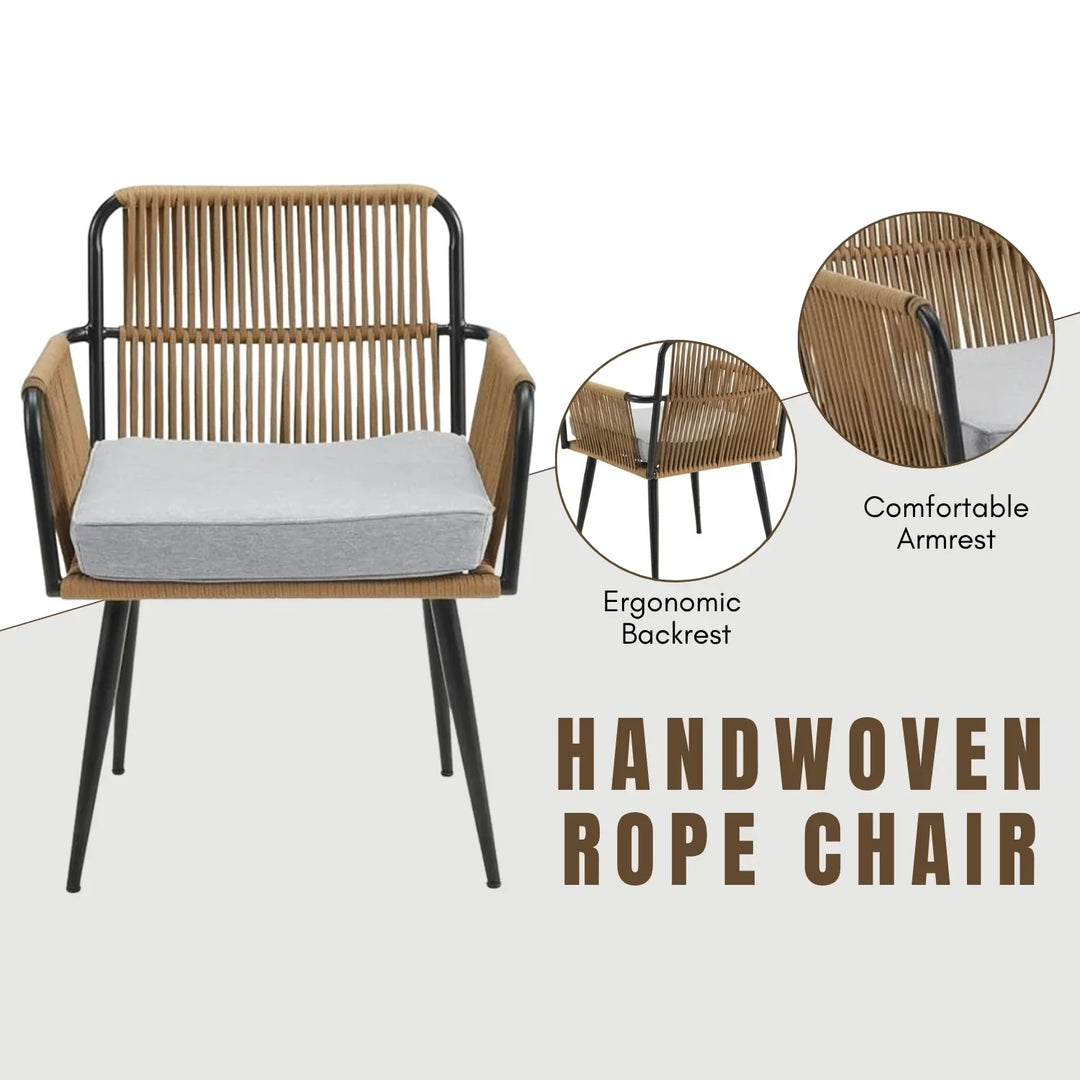 Aria Lamia 3-Piece Rope Patio Set - Perfect for Outdoor Entertaining