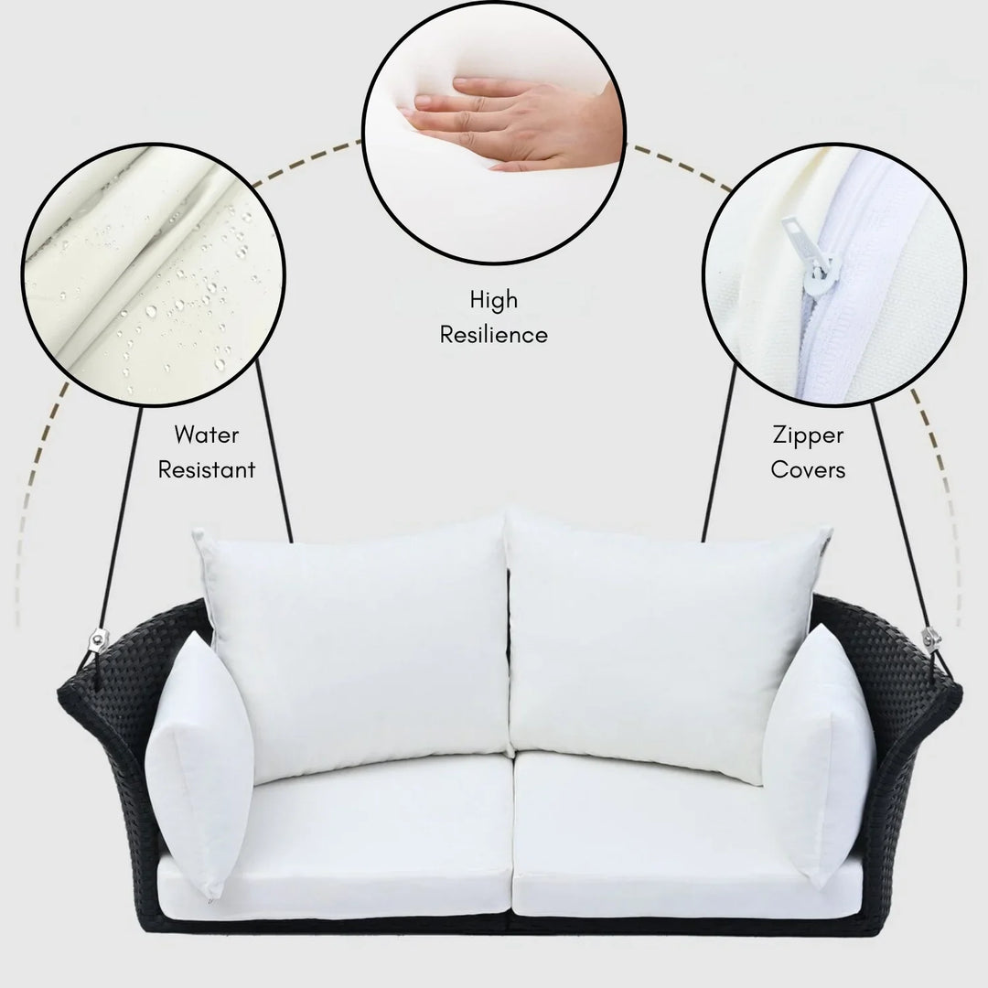 Ebube Outdoor Rattan Wicker Hanging Swing Chair with Cushion