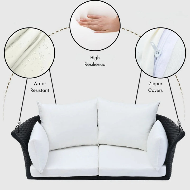 Ebube Outdoor Rattan Wicker Hanging Swing Chair with Cushion