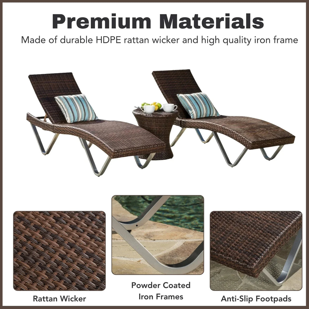 Nike Outdoor Rattan Wicker Lounge Chairs Set of 2 with Matching Side Table