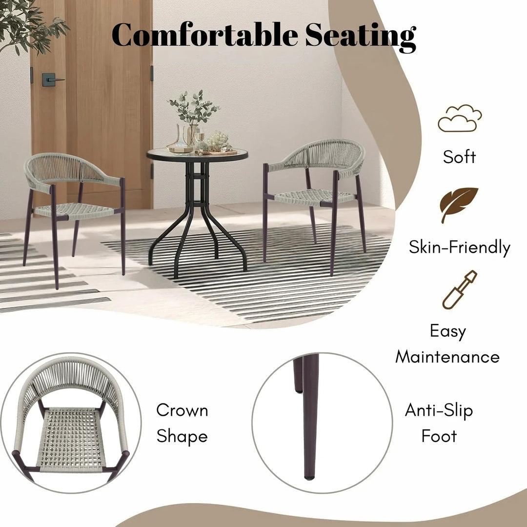 Mrinalini 2-Piece Outdoor Rope Patio Dining Chairs