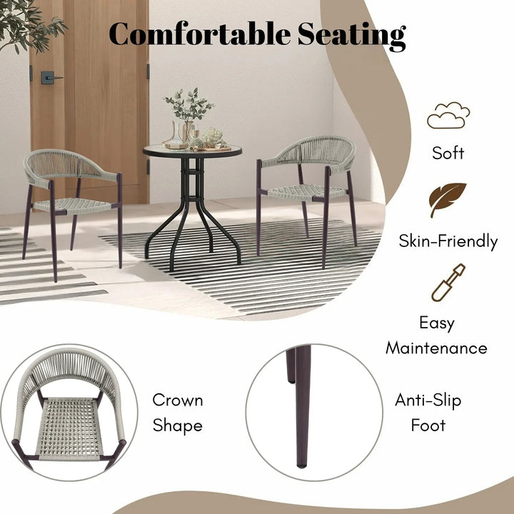 Mrinalini 2-Piece Outdoor Rope Patio Dining Chairs