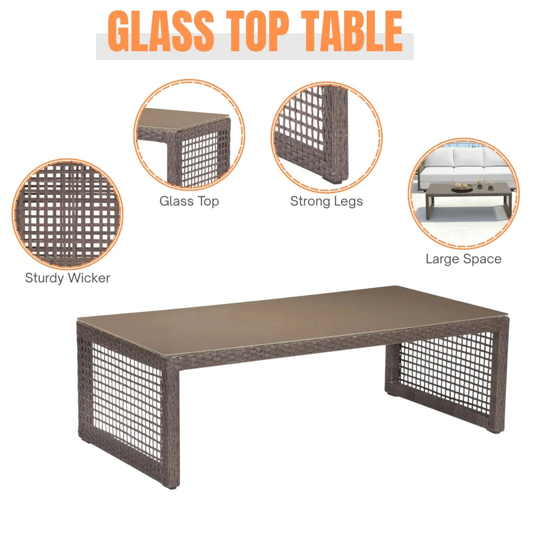 Ilsa Outdoor Rattan Wicker 5-Seater Sofa Set