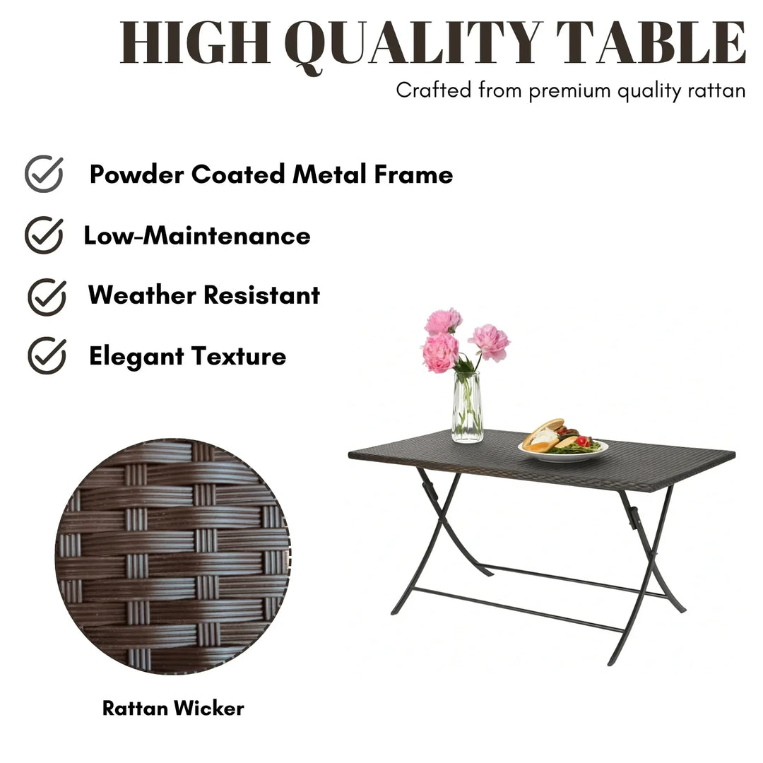 Thalia 7-Piece Outdoor Rattan Wicker Dining Table Set