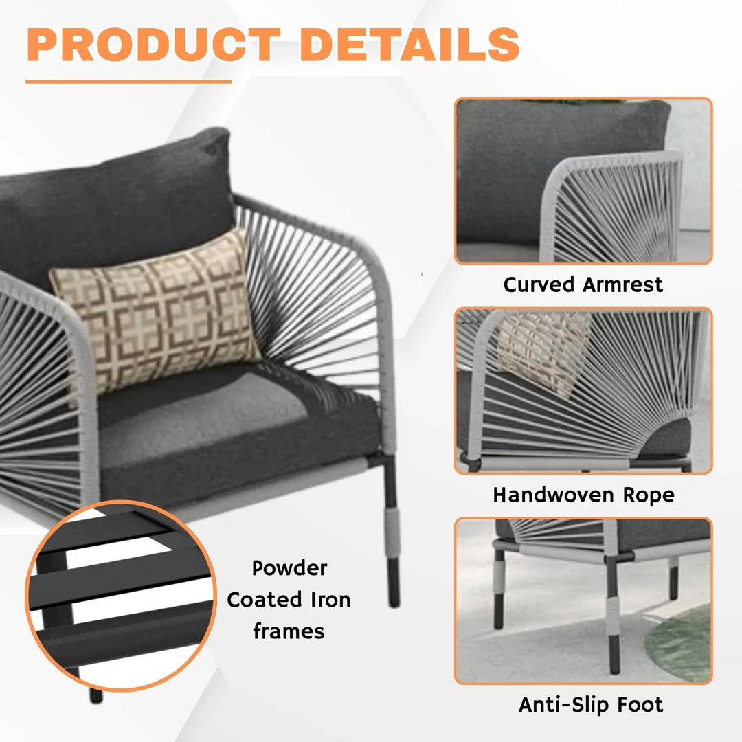 Graciela 3 Piece Garden Outdoor Rope Patio Set