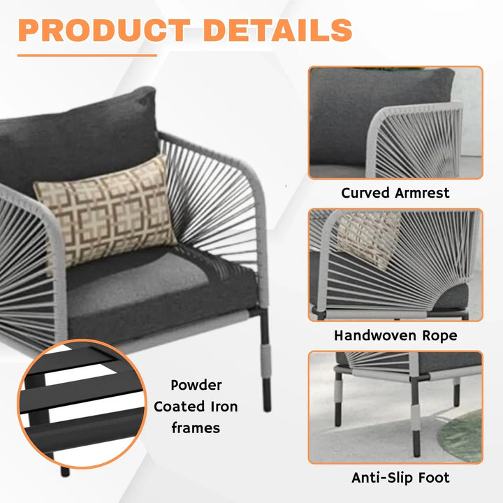 Graciela 3 Piece Garden Outdoor Rope Patio Set