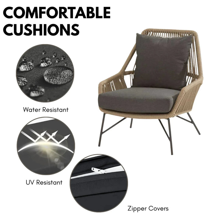 Sophie 4-Piece Outdoor Rope Patio Conversation Loveseat Furniture