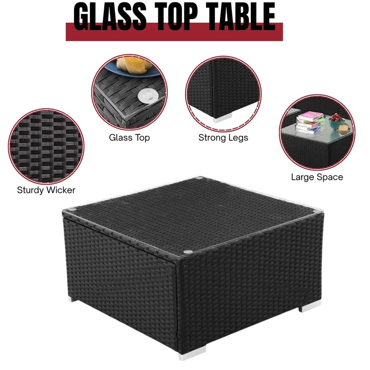 Thanaa Outdoor Garden Conversation Sofa Set (Black/Red)