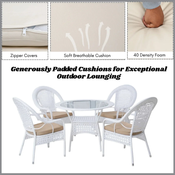 Dalal Outdoor All-Weather Resistant Rattan Wicker 5-Piece Dining Set