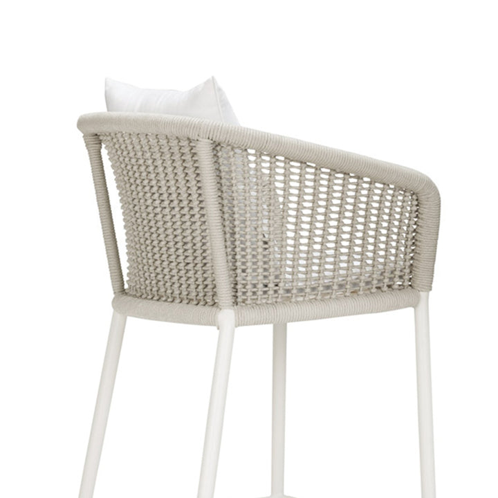 Sezgin Outdoor Patio Bar Chair 2 Chair For Balcony Braided & Rope (Ivory)