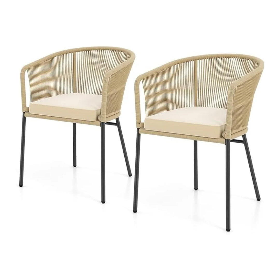 Simran 2-Piece Outdoor Rope Patio Dining Chairs