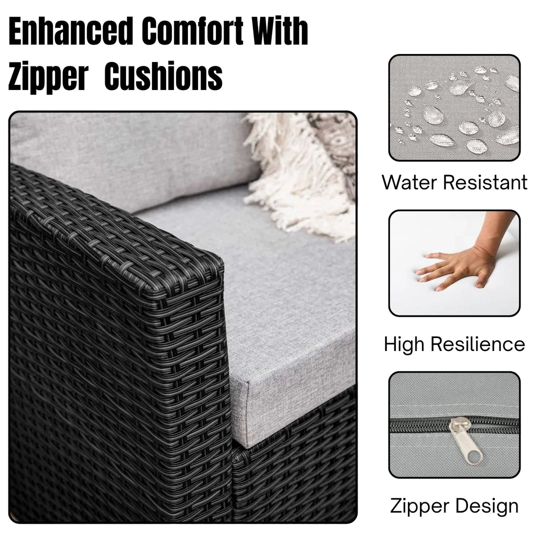 Paulina 6-Piece All-Weather Wicker Patio Furniture Set (Black/Grey)