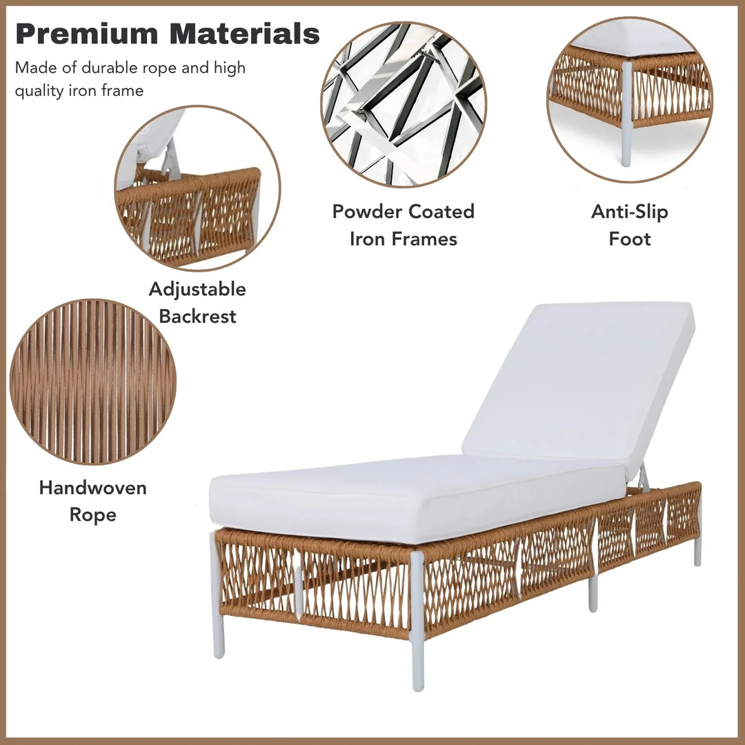 Giavanna Outdoor Rope Lounge Chairs Set of 2 with Thick Cushions