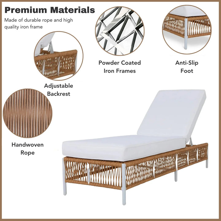 Giavanna Outdoor Rope Lounge Chairs Set of 2 with Thick Cushions