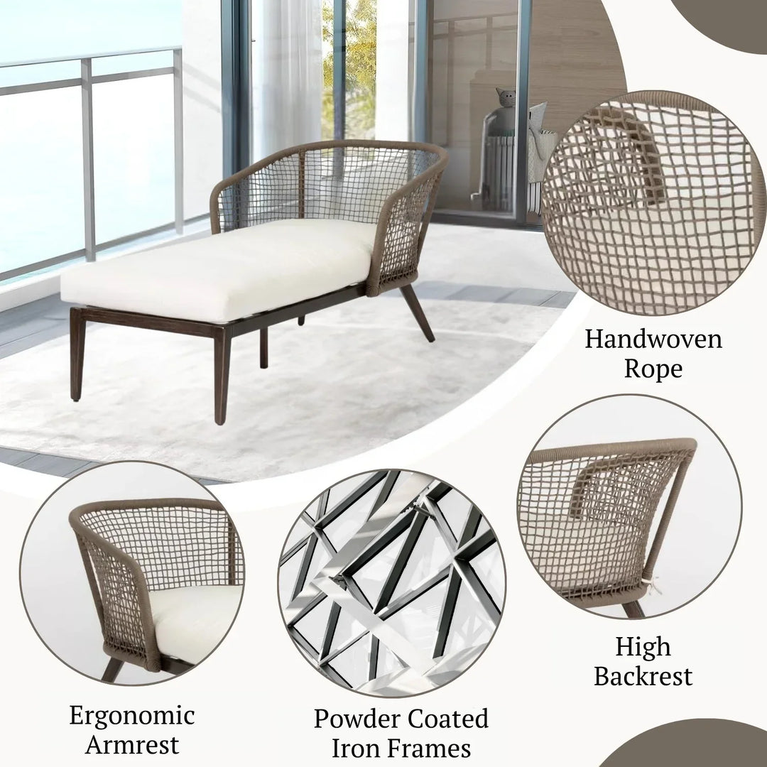 Outdoor Single Seater Patio Daybed with Handwoven Rope