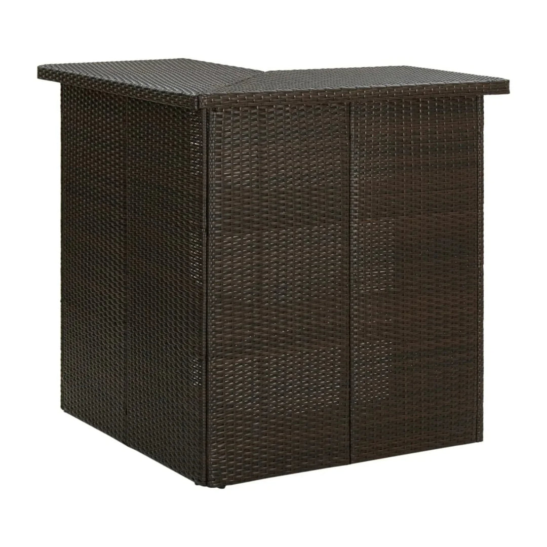 Nieves Outdoor Rattan Wicker Bar Table With Storage Selves
