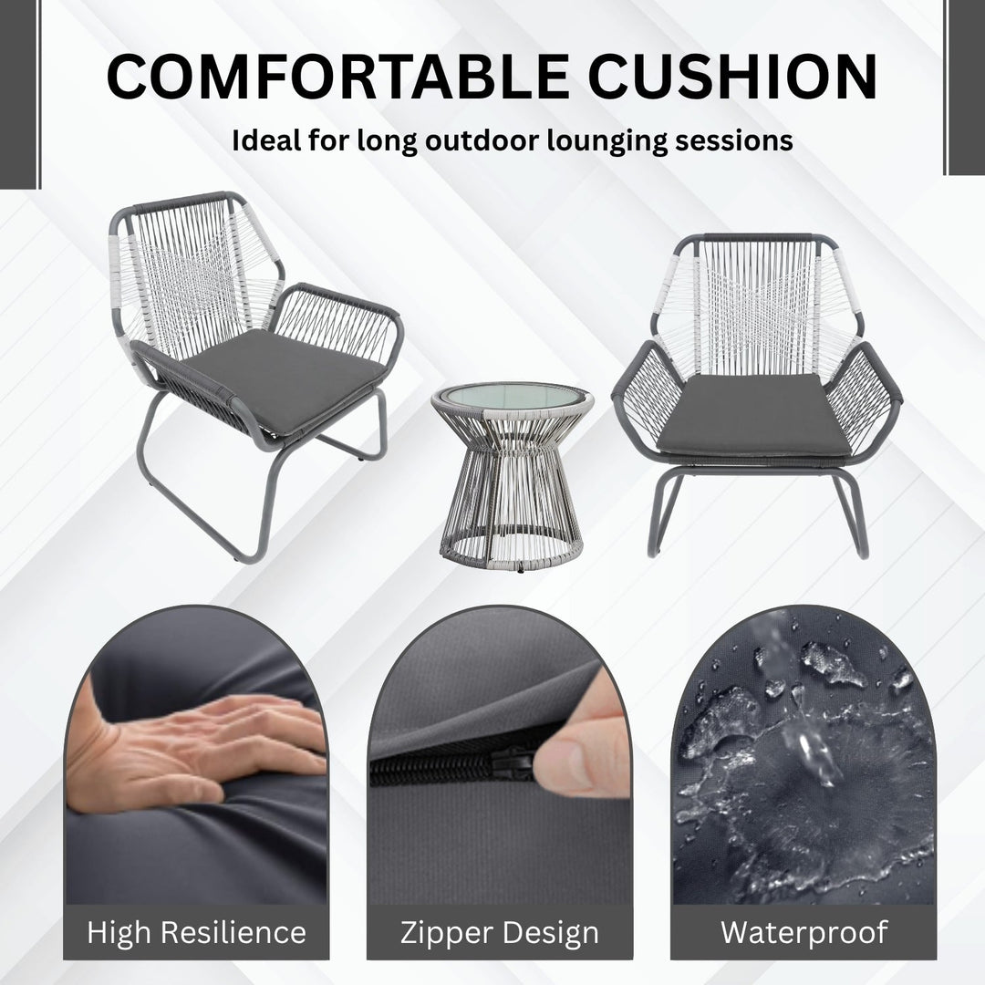 Elara Outdoor Rope Double Tone 3-Piece Patio Set