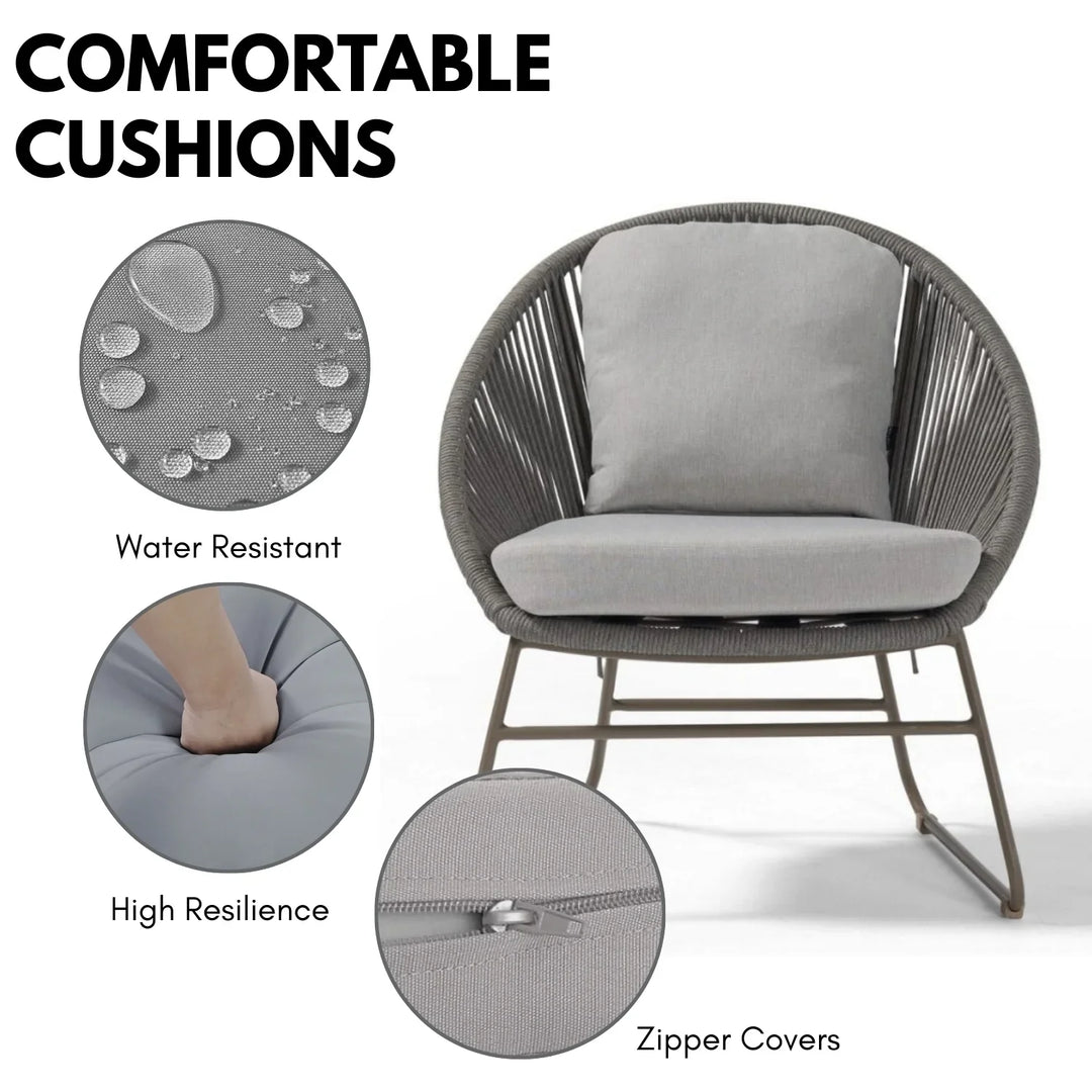 Sawyer Outdoor Rope 4-Piece Patio Sofa Set with Glass Top Tables