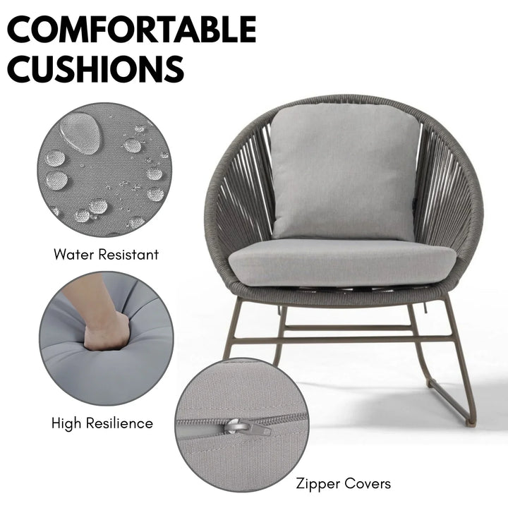 Sawyer Outdoor Rope 4-Piece Patio Sofa Set with Glass Top Tables