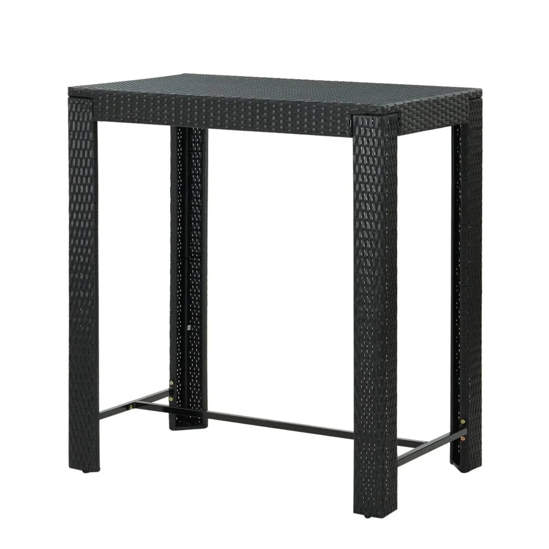 Kehinde Outdoor Rattan Wicker High Top Bar Table
