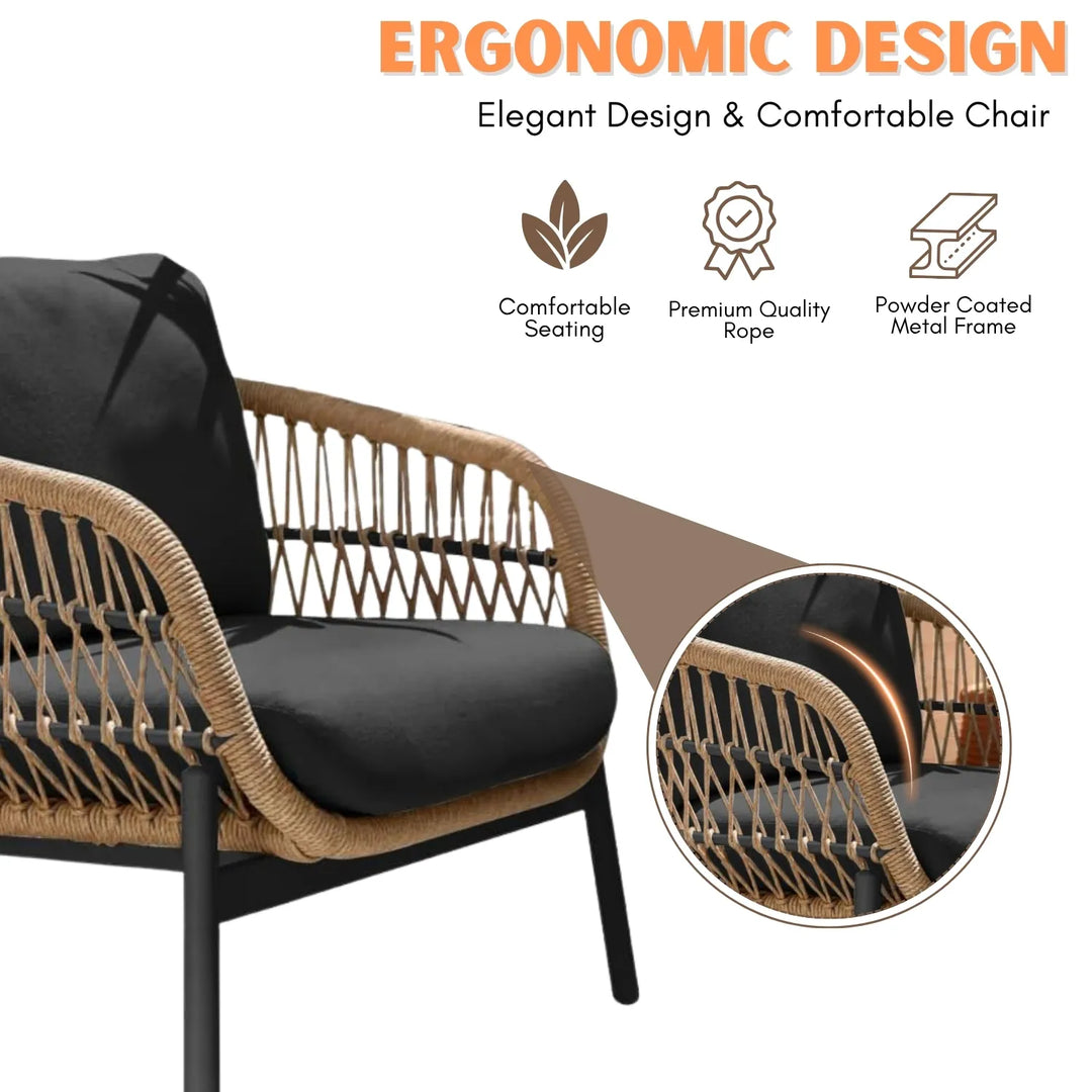 Latika Outdoor 4 Seater Rope Conversation Sofa Set