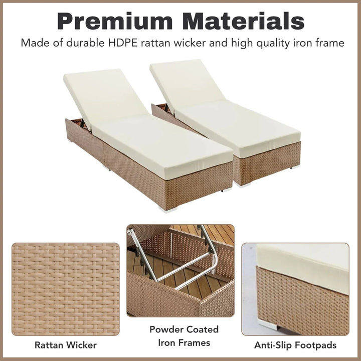 Yamini Outdoor 2-Piece Chaise Lounge Chair with Adjustable Settings and Cushions