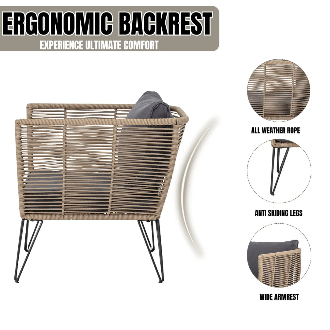 Rahma Outdoor Rope 1 Piece Patio Single Seater Sofa