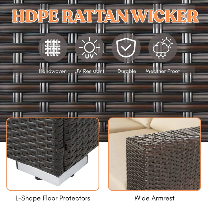 Outdoor Wicker 7-Seater Sofa Set