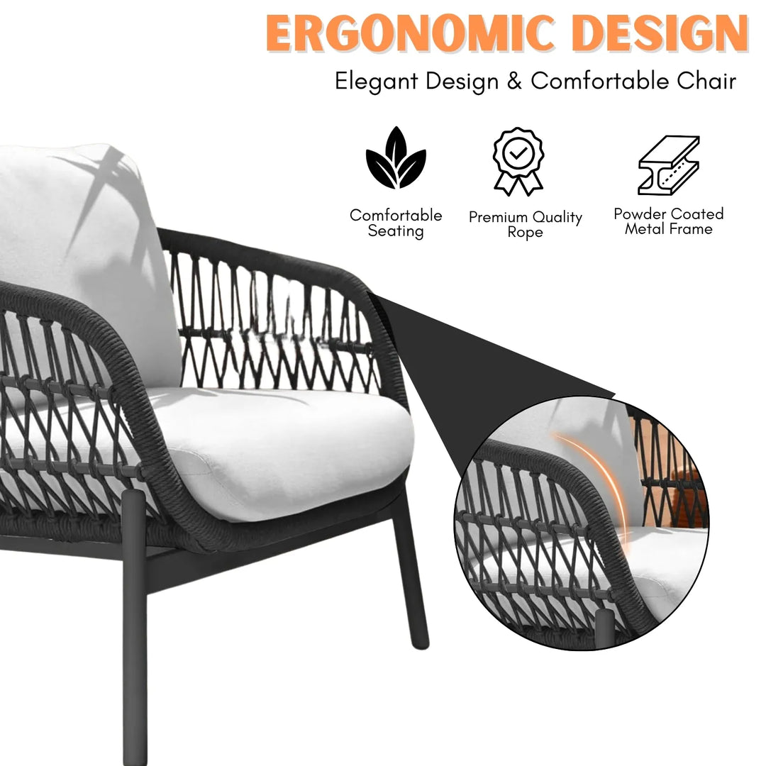 Maitreyi Outdoor 4 Seater Rope Conversation Sofa Set