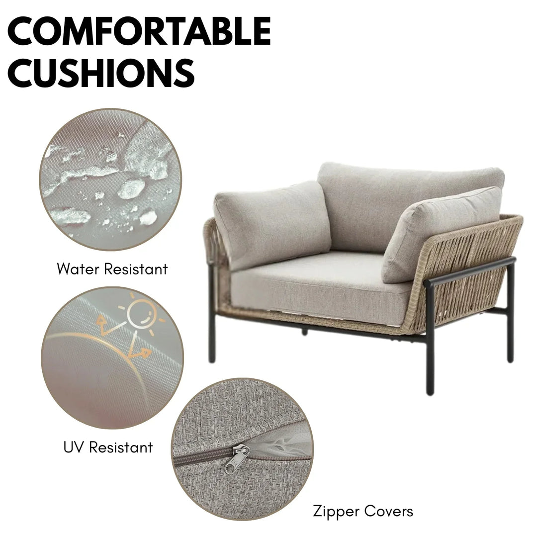 Tapasya Outdoor 4-Piece Rope Conversation Sofa Set