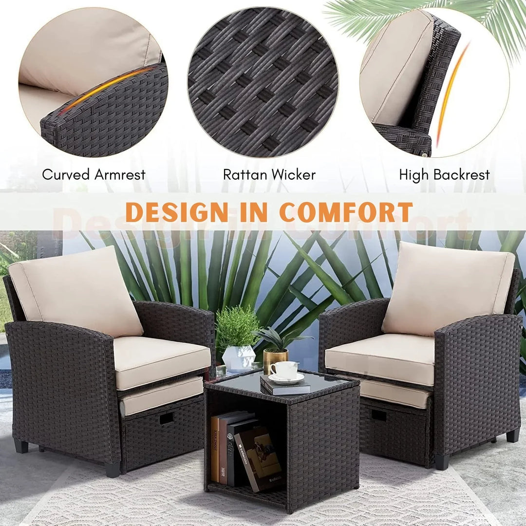 Verónica 5 Piece Outdoor Patio Wicker Furniture Set