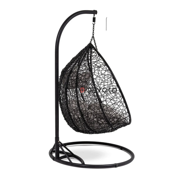 Hua Double Seater Rattan & Wicker Swing (Black & Grey)