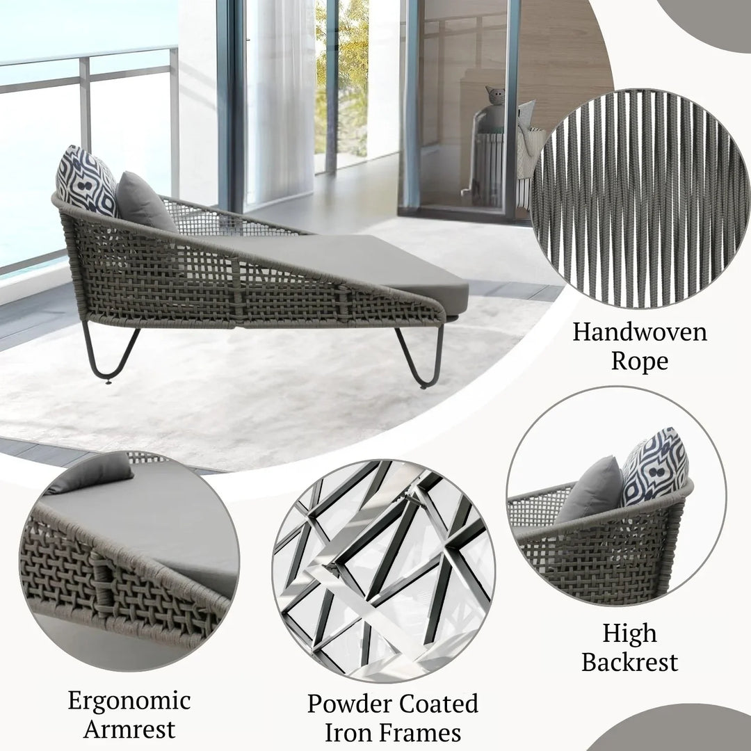 Kaelyn Outdoor Rope Patio Furniture Daybed (Grey)