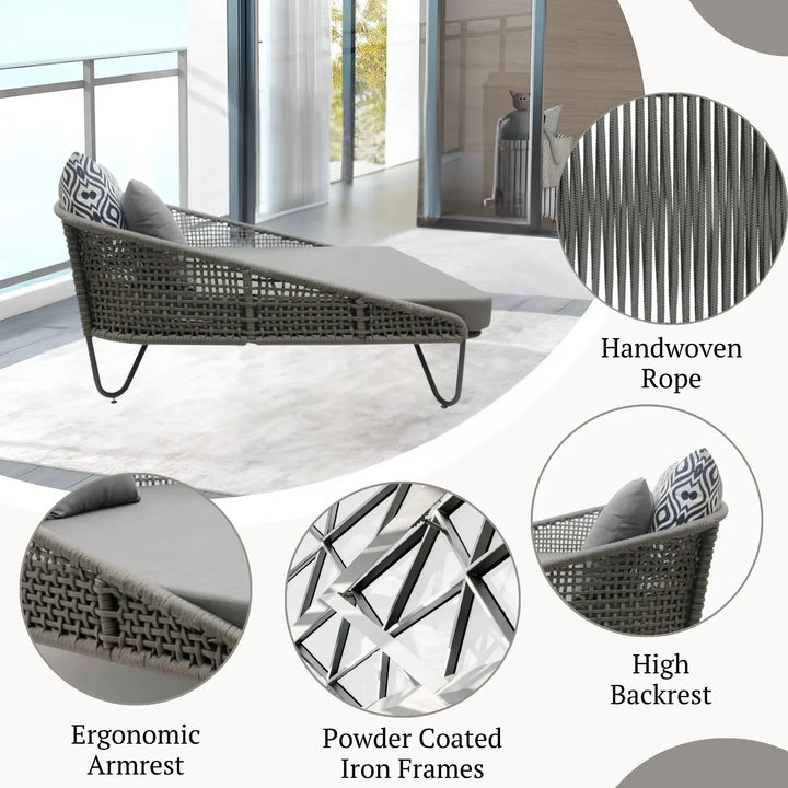 Kaelyn Outdoor Rope Patio Furniture Daybed (Grey)