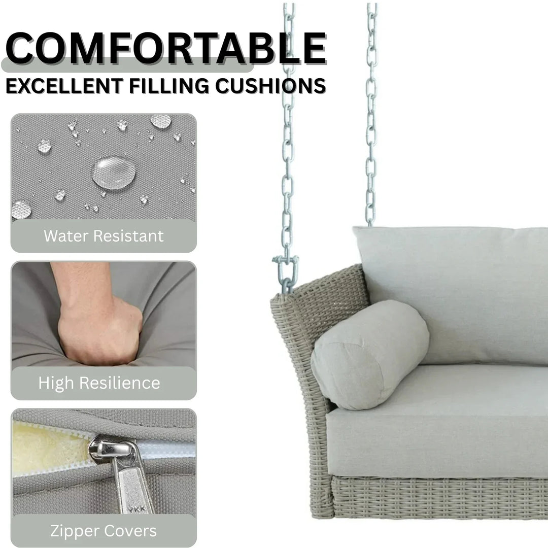 Banke Outdoor Rattan Wicker Hanging Swing Chair with Cushion