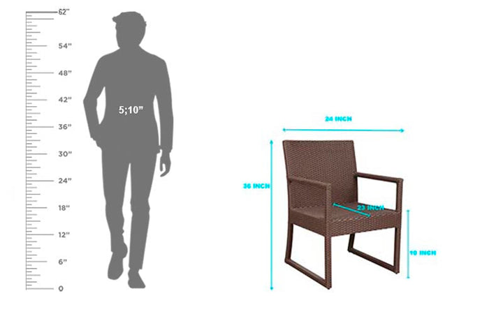 Binny Outdoor Patio Seating Set 2 Chairs and 1 Table Set (Brown)