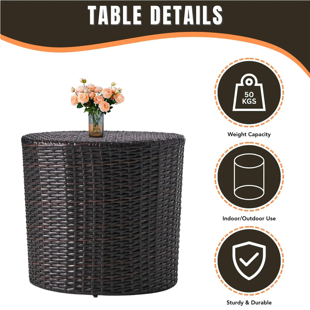 Yuna Dark Brown Wicker Garden Bistro End Table