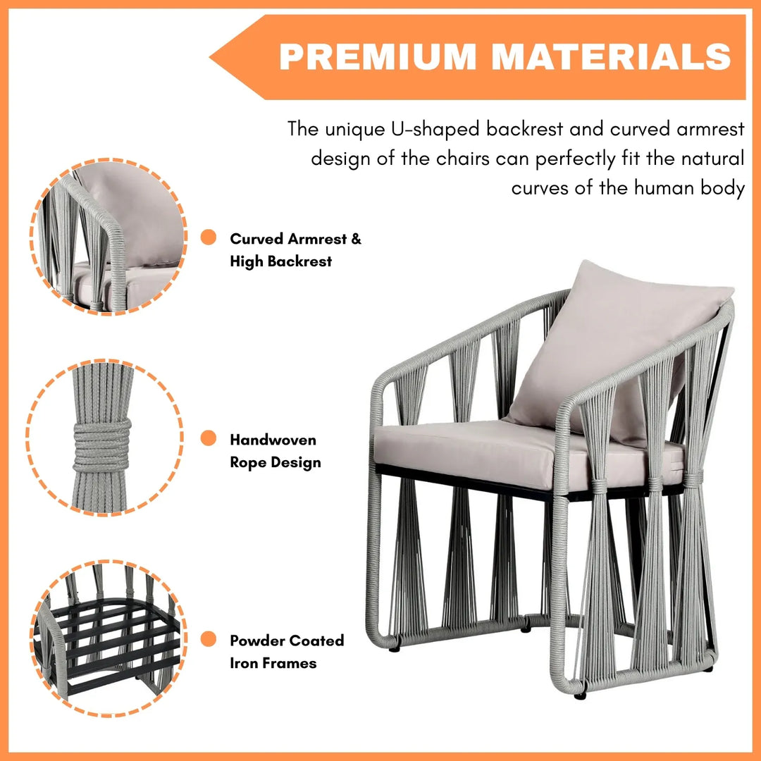 Fallon Outdoor Rope 3-Piece Patio Set