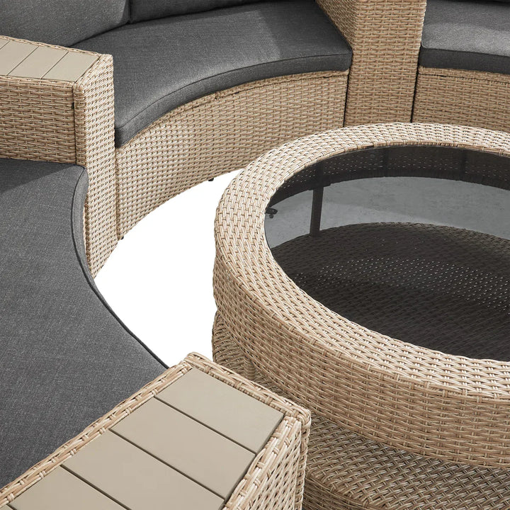 Orca Outdoor Patio Sofa Set 6 seater and 1 Center Table (Light brown)