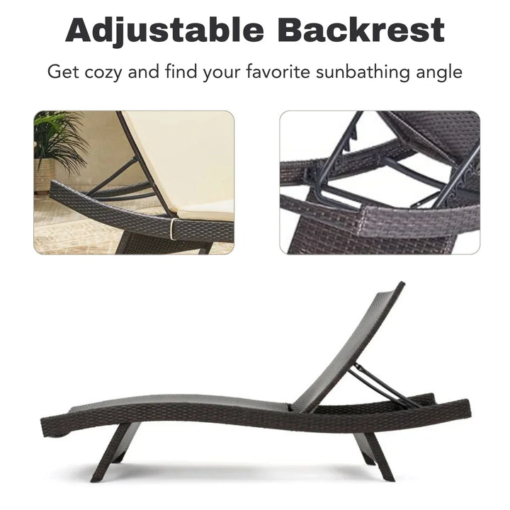 Rong All-Weather Rattan Wicker Outdoor Chaise Lounge Chair Set of 2