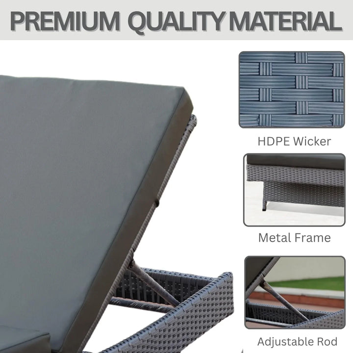 Akira All-Weather HDPE Wicker Outdoor Chaise Lounge Chair Set of 2