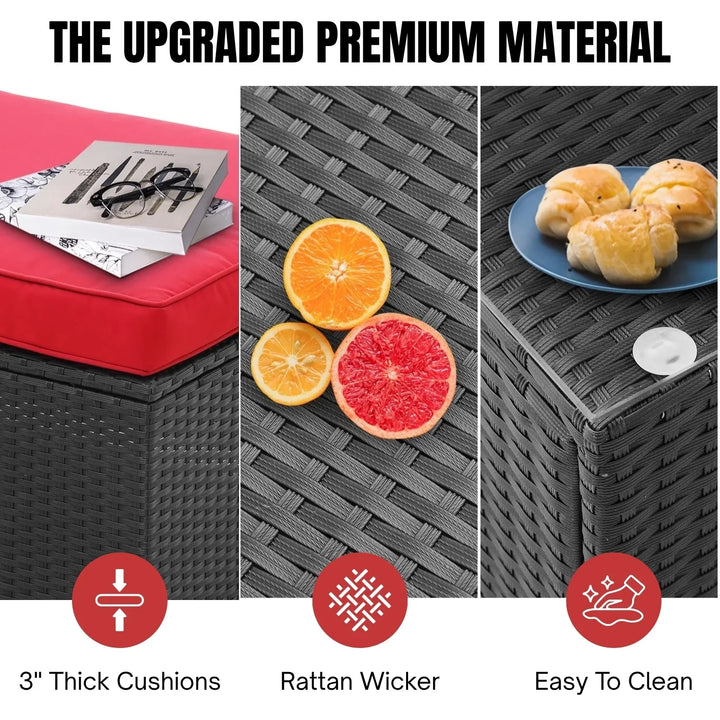 Hadley 6-Piece Outdoor Conversation Set (Black/Red)