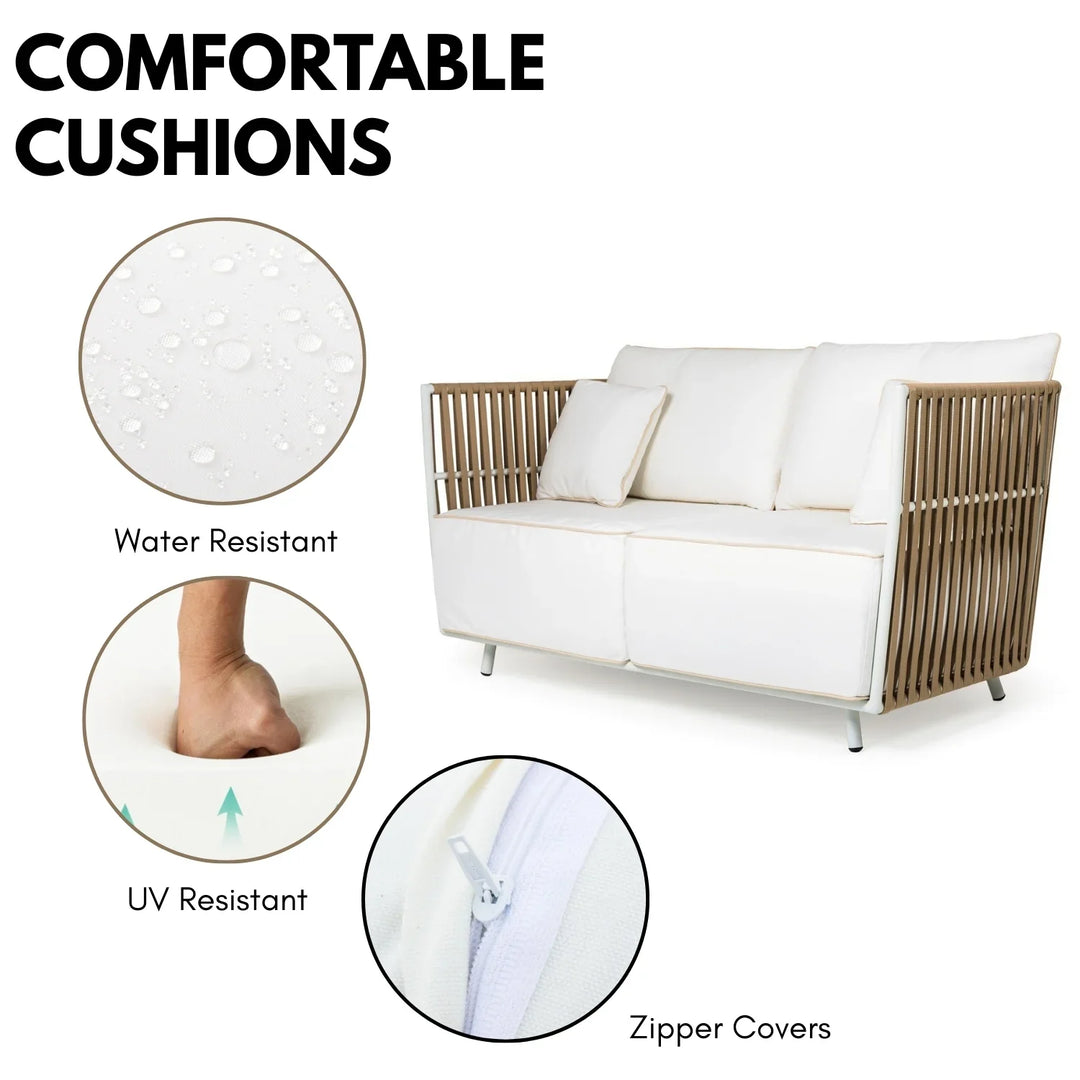 Suyin All-Weather Rope 4- Seater Sofa Set With Glass Top Table