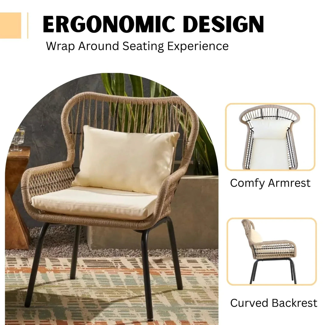 Lilou Outdoor Patio Garden 3 Piece All Weather Resistant Furniture Set