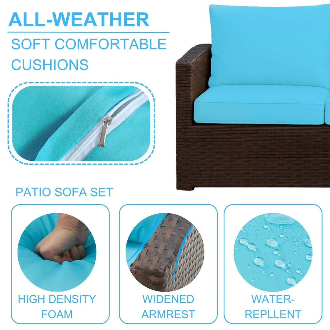 Radhani Outdoor 7-Seater Wicker Sectional Sofa Set