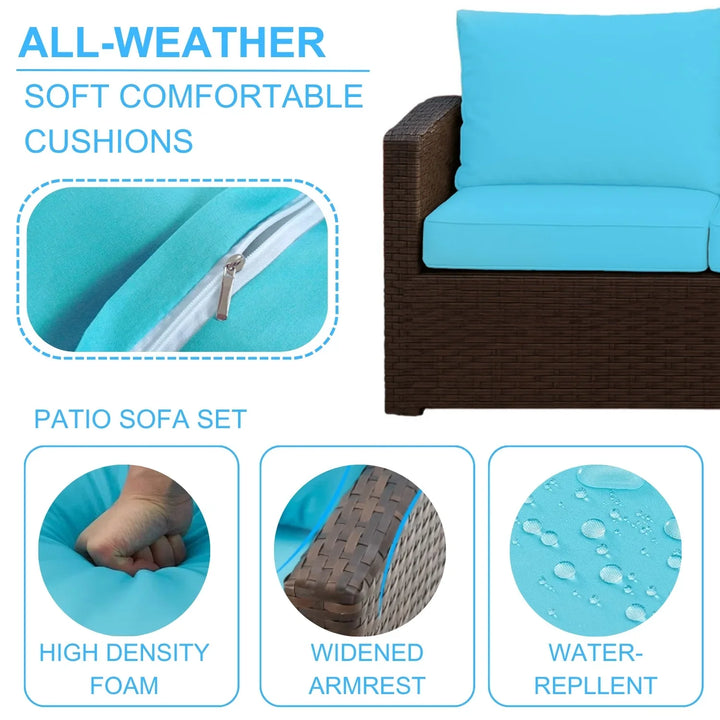 Radhani Outdoor 7-Seater Wicker Sectional Sofa Set