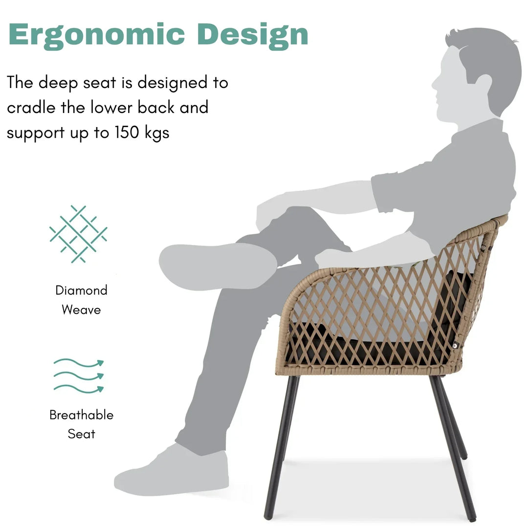 Poet Outdoor Wicker 3-Piece Patio Set