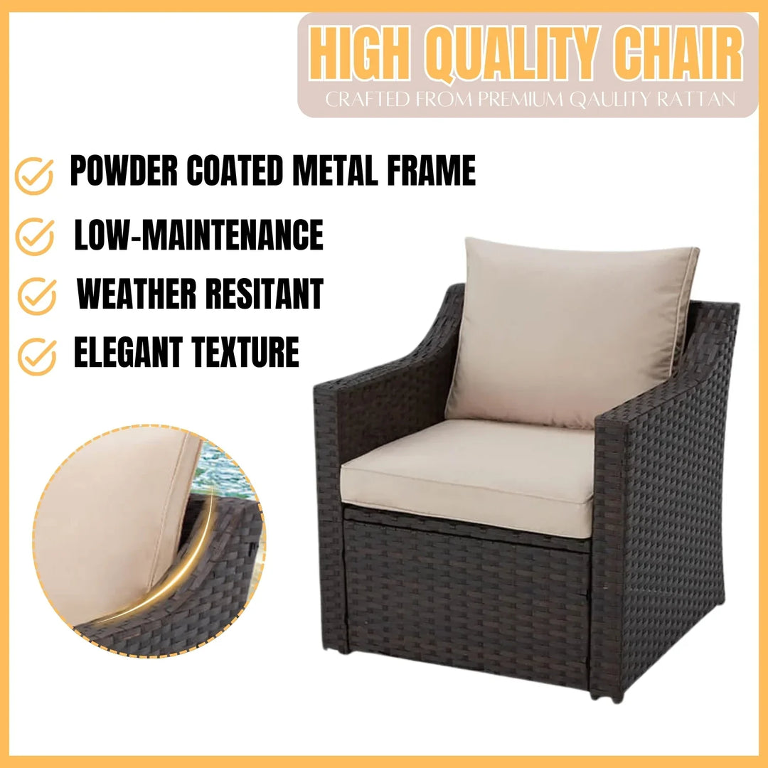 Romilly Outdoor Wicker 5-Piece Patio Sofa Set