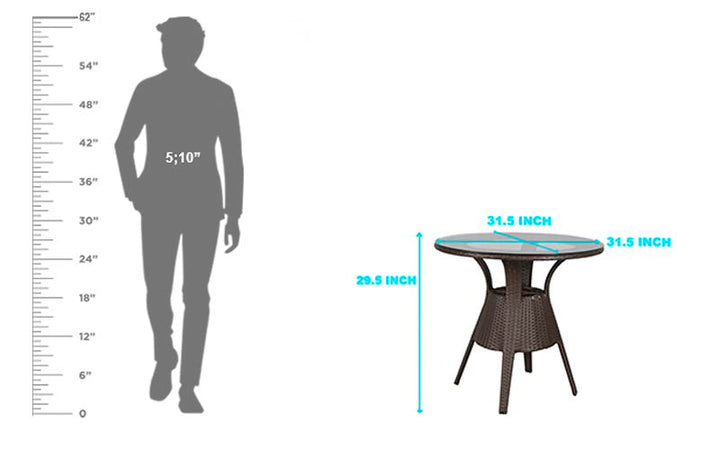 Ace Outdoor Patio Seating Set 4 Chairs and 1 Table Set (Dark Brown)