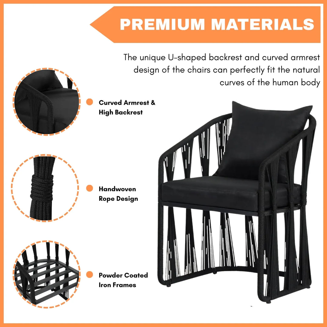 Greer Outdoor Rope 3-Piece Patio Set